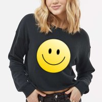 Happy Face Circle Cropped Pullover Crew