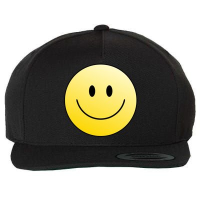 Happy Face Circle Wool Snapback Cap