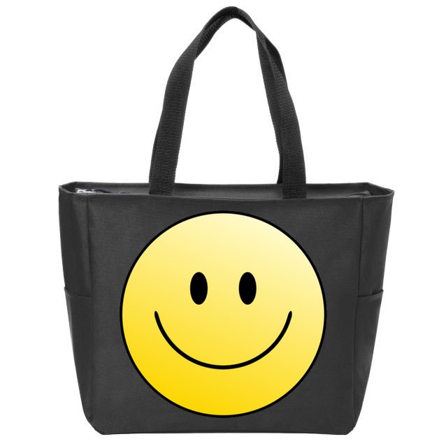 Happy Face Circle Zip Tote Bag
