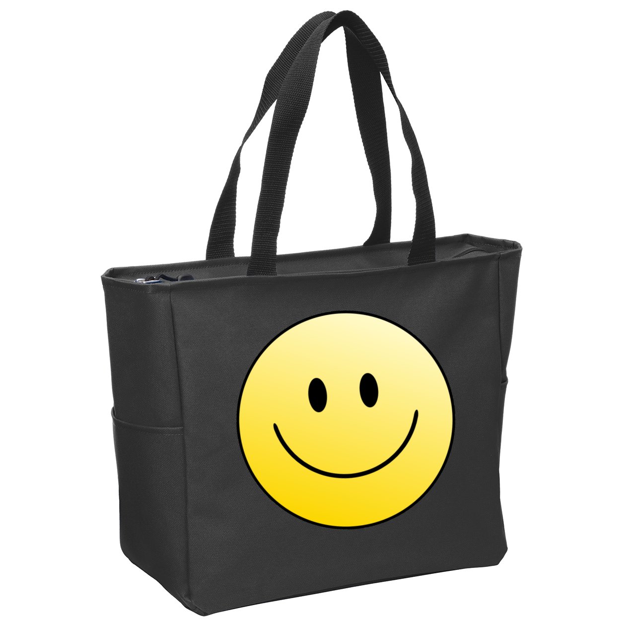 Happy Face Circle Zip Tote Bag