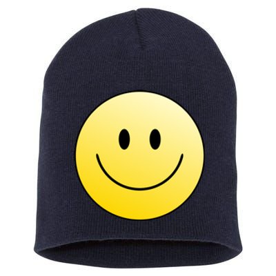 Happy Face Circle Short Acrylic Beanie