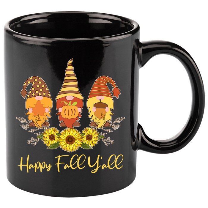Happy Fall Y'all Cute Autumn Gnomes 11oz C Handle Ceramic Mug