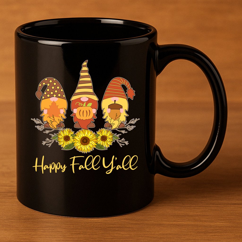 Happy Fall Y'all Cute Autumn Gnomes 11oz C Handle Ceramic Mug