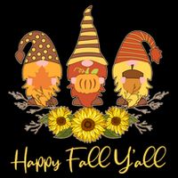 Happy Fall Y'all Cute Autumn Gnomes Flat Bill Trucker Hat