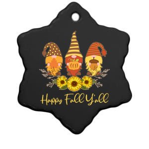 Happy Fall Y'all Cute Autumn Gnomes Ceramic Star Ornament