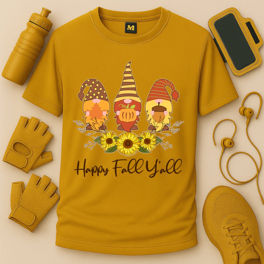 Happy Fall Y'all Cute Autumn Gnomes Cooling Performance Crew T-Shirt