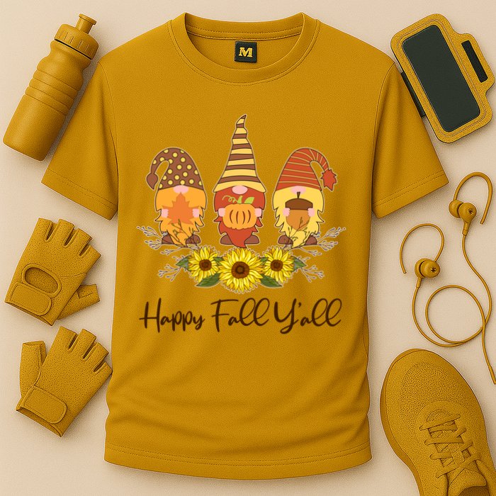 Happy Fall Y'all Cute Autumn Gnomes Cooling Performance Crew T-Shirt