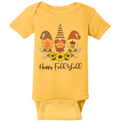 Happy Fall Y'all Cute Autumn Gnomes Baby Bodysuit
