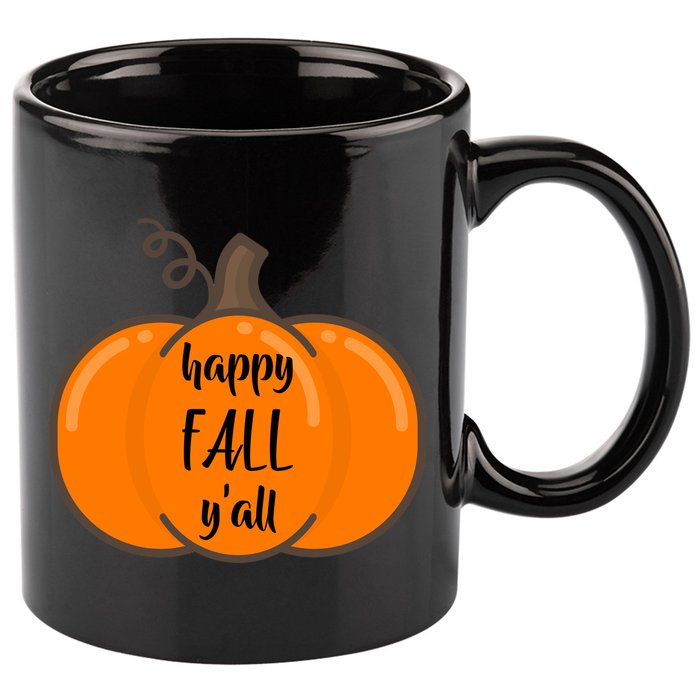 Happy Fall Y'all Pumpkin  11oz C Handle Ceramic Mug