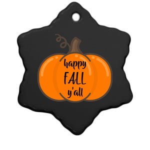 Happy Fall Y'all Pumpkin  Ceramic Star Ornament