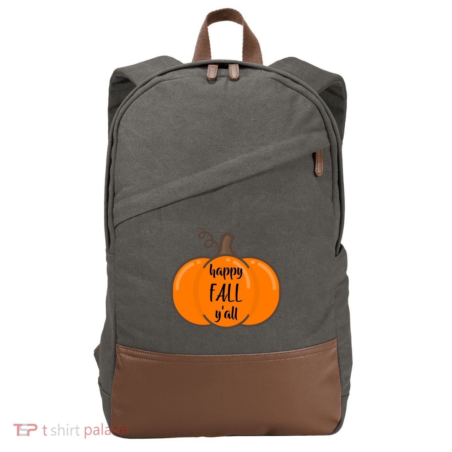 Happy Fall Y'all Pumpkin  Cotton Canvas Backpack