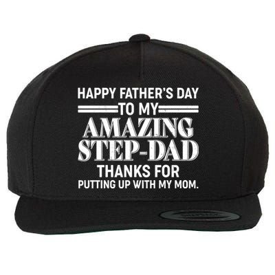 Happy Father's Day Amazing Step Dad Wool Snapback Cap