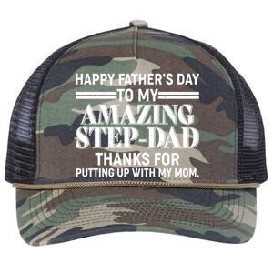 Happy Father's Day Amazing Step Dad Retro Rope Trucker Hat Cap