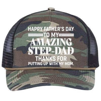 Happy Father's Day Amazing Step Dad Retro Rope Trucker Hat Cap