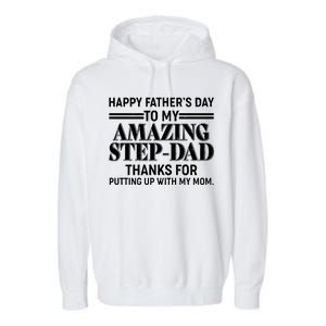 Happy Father's Day Amazing Step Dad Garment-Dyed Fleece Hoodie