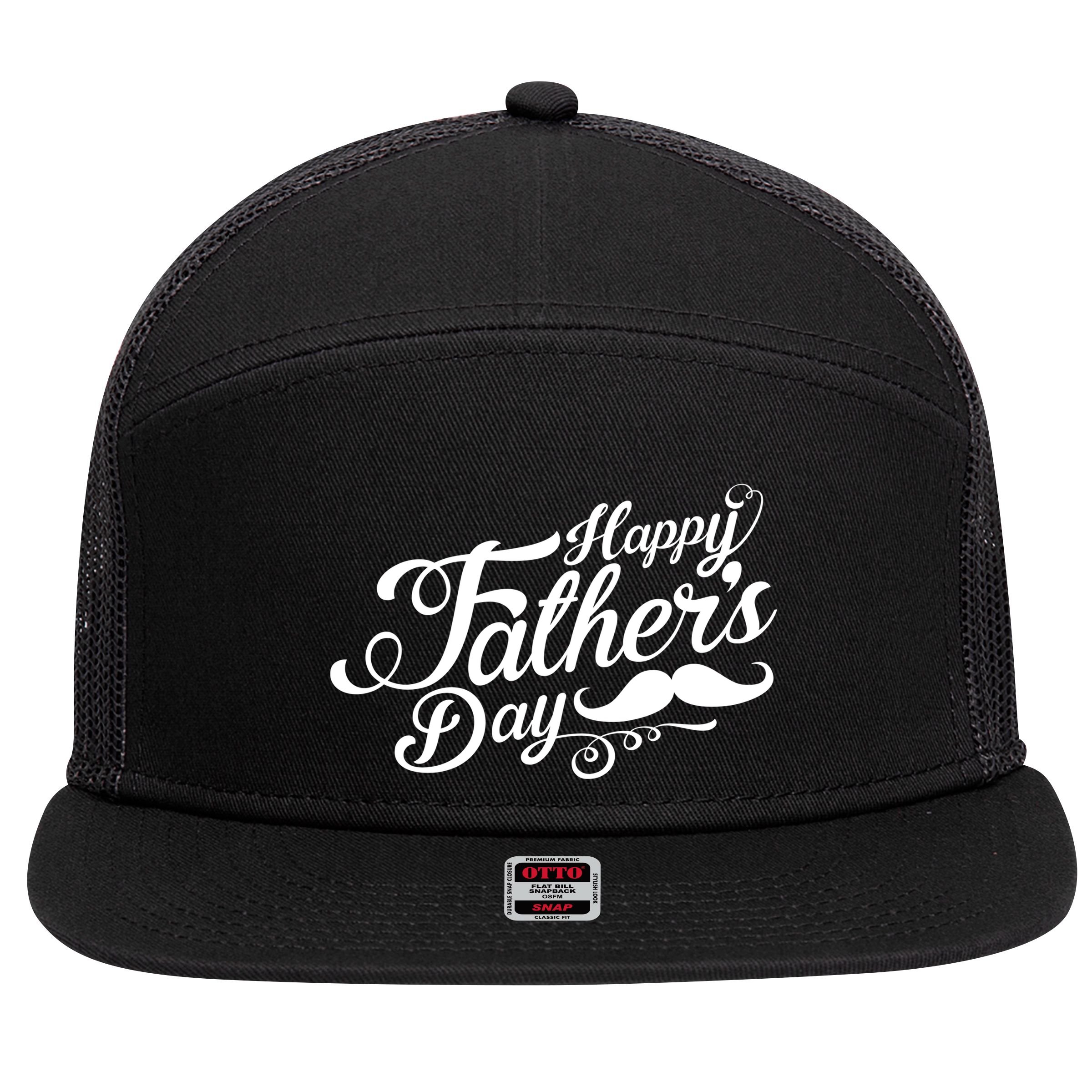 Happy Father's Day Fancy Mustache  7 Panel Mesh Trucker Snapback Hat