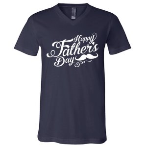 Happy Father's Day Fancy Mustache  V-Neck T-Shirt