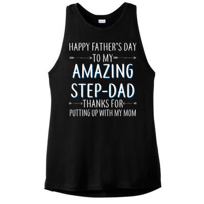 Happy Father's Day To My Amazing Step-Dad Ladies PosiCharge Tri-Blend Wicking Tank