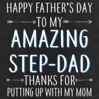 Happy Father's Day To My Amazing Step-Dad 7 Panel Mesh Trucker Snapback Hat