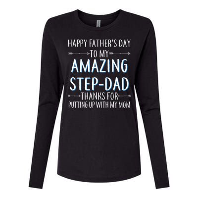 Happy Father's Day To My Amazing Step-Dad Womens Cotton Relaxed Long Sleeve T-Shirt