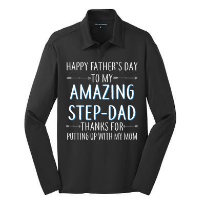 Happy Father's Day To My Amazing Step-Dad Silk Touch Performance Long Sleeve Polo