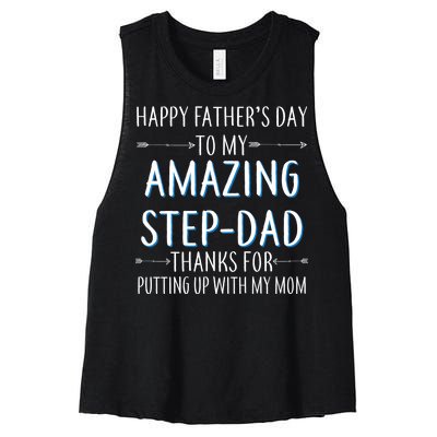 Happy Father's Day To My Amazing Step-Dad Women's Racerback Cropped Tank