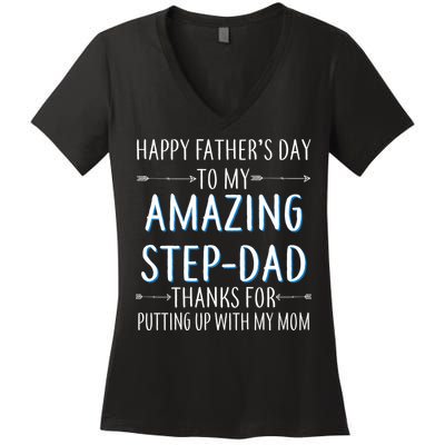 Happy Father's Day To My Amazing Step-Dad Women's V-Neck T-Shirt