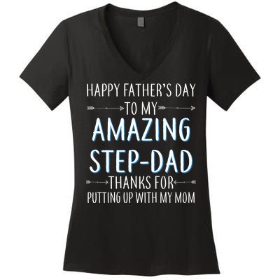 Happy Father's Day To My Amazing Step-Dad Women's V-Neck T-Shirt