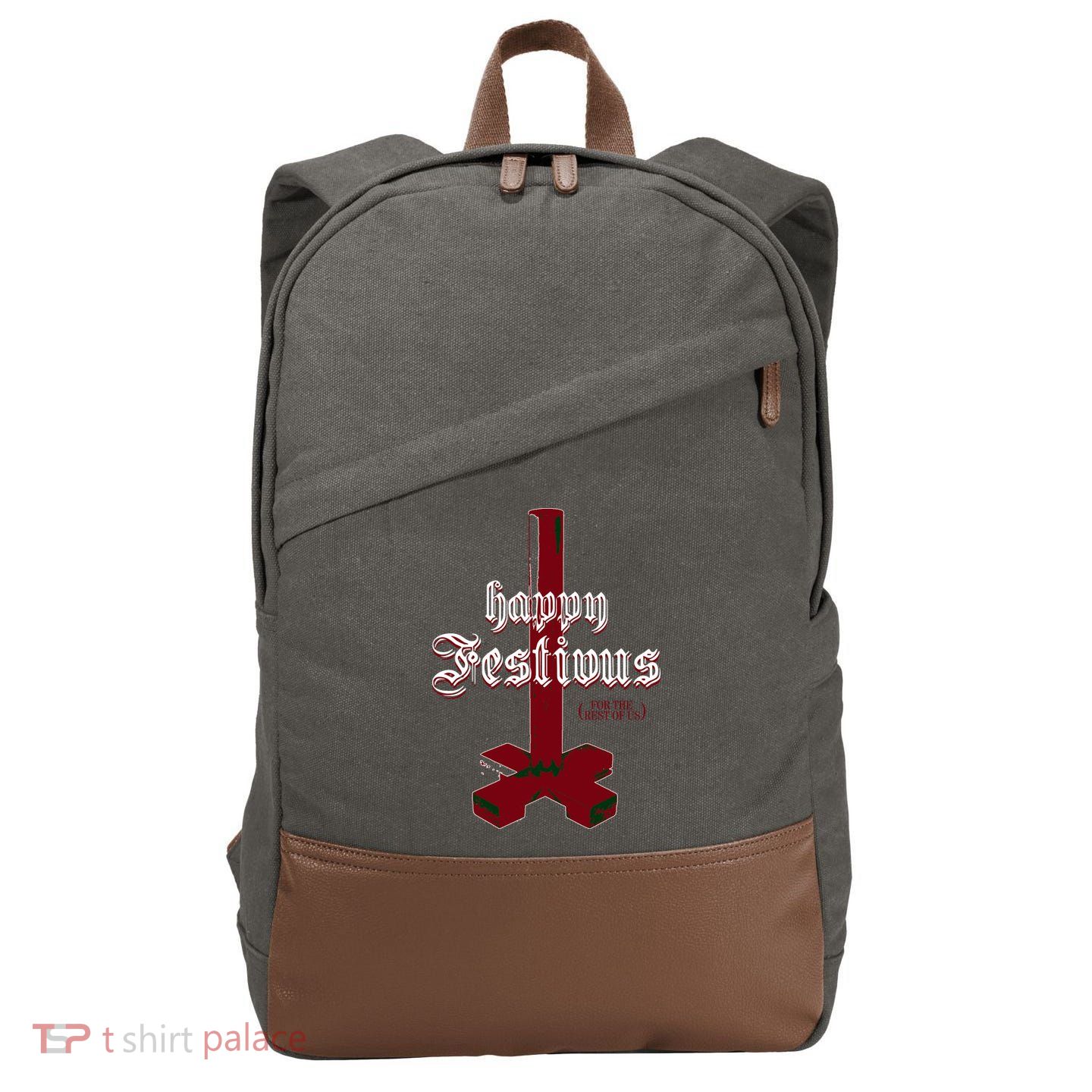 Happy Festivus For The Rest Of Us Christmas Cotton Canvas Backpack