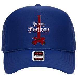 Happy Festivus For The Rest Of Us Christmas High Crown Mesh Back Trucker Hat