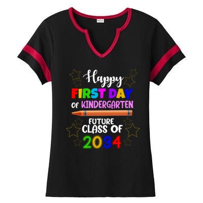 Happy First Day Of Kindergarten Future Class Of 2034 Ladies Halftime Notch Neck Tee