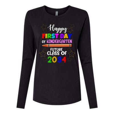 Happy First Day Of Kindergarten Future Class Of 2034 Womens Cotton Relaxed Long Sleeve T-Shirt