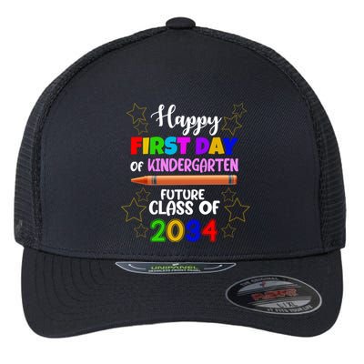 Happy First Day Of Kindergarten Future Class Of 2034 Flexfit Unipanel Trucker Cap