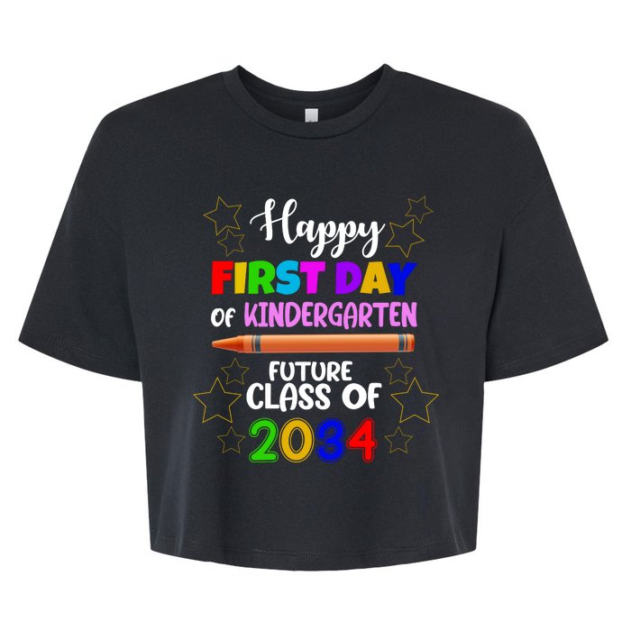 Happy First Day Of Kindergarten Future Class Of 2034 Bella+Canvas Jersey Crop Tee