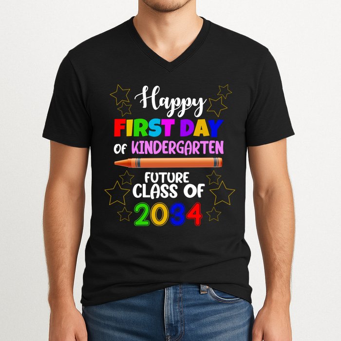 Happy First Day Of Kindergarten Future Class Of 2034 V-Neck T-Shirt