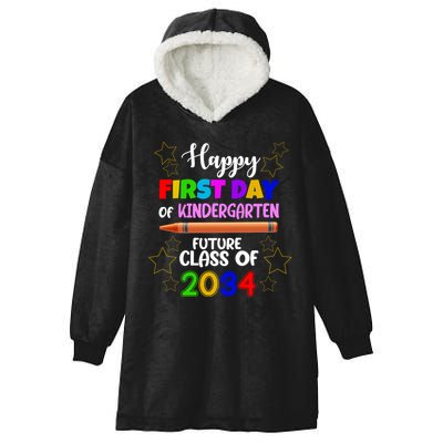Happy First Day Of Kindergarten Future Class Of 2034 Hooded Wearable Blanket