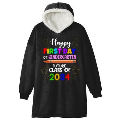 Happy First Day Of Kindergarten Future Class Of 2034 Hooded Wearable Blanket