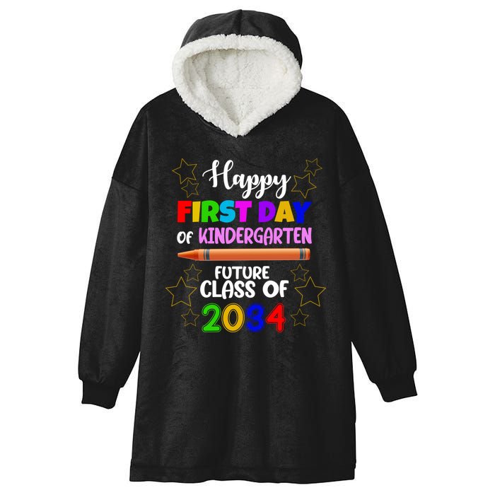 Happy First Day Of Kindergarten Future Class Of 2034 Hooded Wearable Blanket