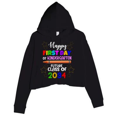 Happy First Day Of Kindergarten Future Class Of 2034 Crop Fleece Hoodie