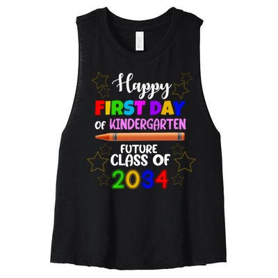 Happy First Day Of Kindergarten Future Class Of 2034 Women's Racerback Cropped Tank