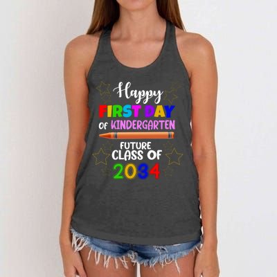 Happy First Day Of Kindergarten Future Class Of 2034 Women's Knotted Racerback Tank