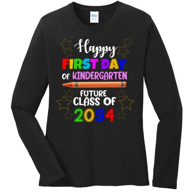 Happy First Day Of Kindergarten Future Class Of 2034 Ladies Long Sleeve Shirt