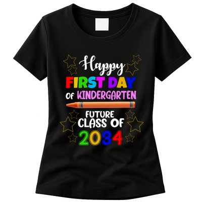 Happy First Day Of Kindergarten Future Class Of 2034 Womens T-Shirt