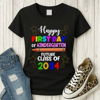 Happy First Day Of Kindergarten Future Class Of 2034 Womens T-Shirt