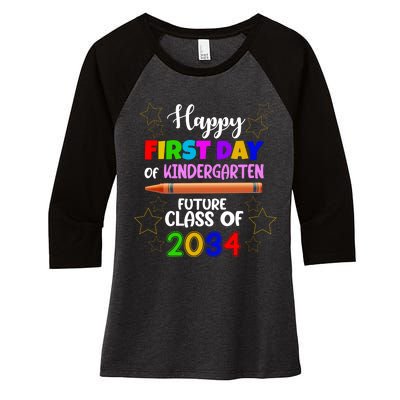 Happy First Day Of Kindergarten Future Class Of 2034 Women's Tri-Blend 3/4-Sleeve Raglan Shirt