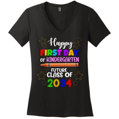 Happy First Day Of Kindergarten Future Class Of 2034 Women's V-Neck T-Shirt