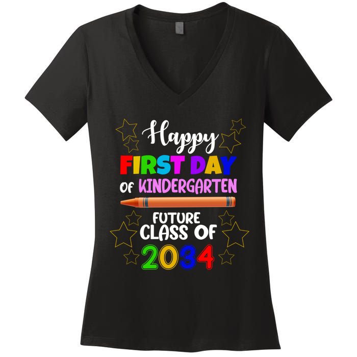 Happy First Day Of Kindergarten Future Class Of 2034 Women's V-Neck T-Shirt