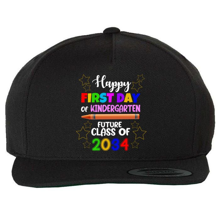 Happy First Day Of Kindergarten Future Class Of 2034 Wool Snapback Cap