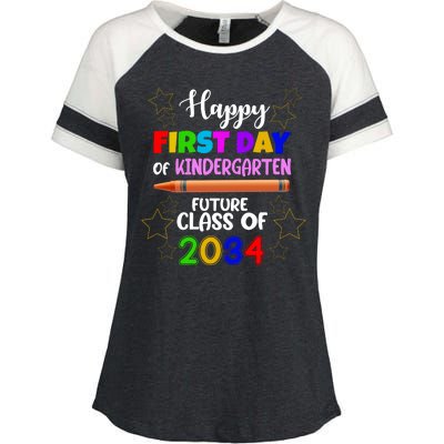 Happy First Day Of Kindergarten Future Class Of 2034 Enza Ladies Jersey Colorblock Tee