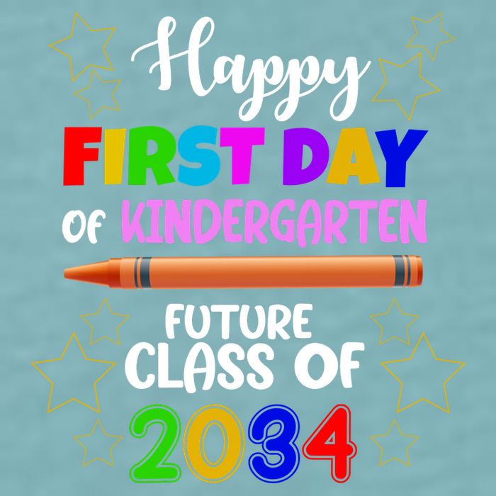 Happy First Day Of Kindergarten Future Class Of 2034 Sueded Cloud Jersey T-Shirt